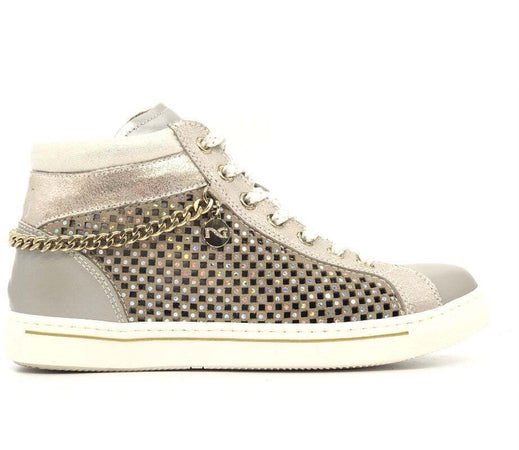 NERO GIARDINI Sneaker alta bambina Luxury Platino Savana