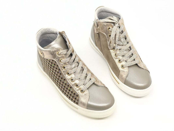 NERO GIARDINI Sneaker alta bambina Luxury Platino Savana