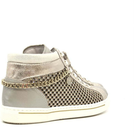 NERO GIARDINI Sneaker alta bambina Luxury Platino Savana