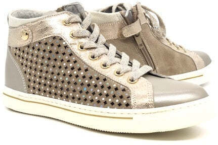 NERO GIARDINI Sneaker alta bambina Savana Platino velour sabbia