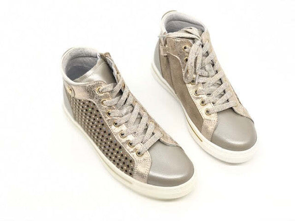 NERO GIARDINI Sneaker alta bambina Savana Platino velour sabbia