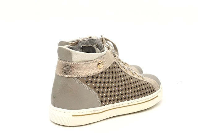 NERO GIARDINI Sneaker alta bambina Savana Platino velour sabbia