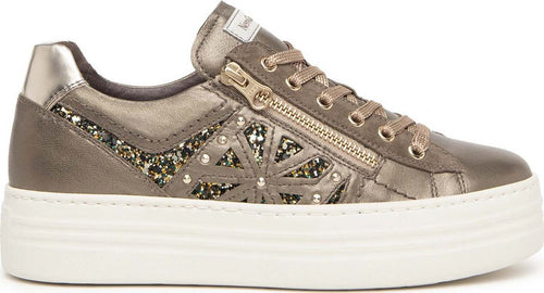 Nero-Giardini-sneakers-donna-in-pelle-e-materiale-brown-I411611D322
