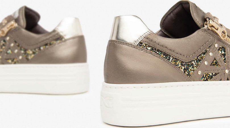 Nero-Giardini-sneakers-donna-in-pelle-e-materiale-brown-I411611D322