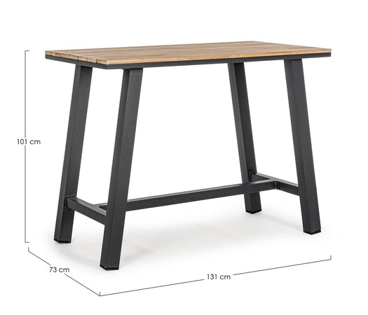 Tavolino "Skipper" con struttura in alluminio, piano con doghe, 131 x 73 cm