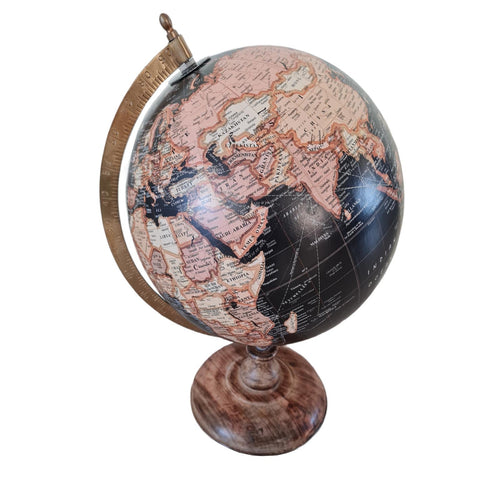 Mappamondo decorativo per scrivania con piedistallo in legno h 38 cm