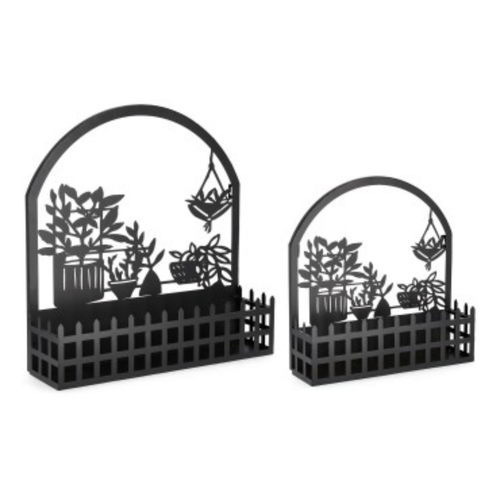 Set 2 Porta Fiore Rosangela Piantine Nero per uso interno ed esterno.