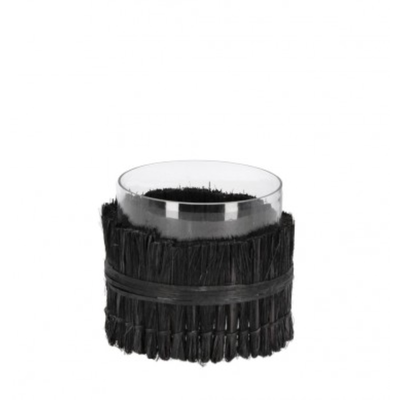 Vaso zhob cilindrico nero prodotto fatto a mano