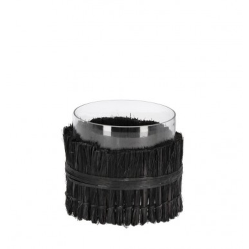 Vaso zhob cilindrico nero prodotto fatto a mano