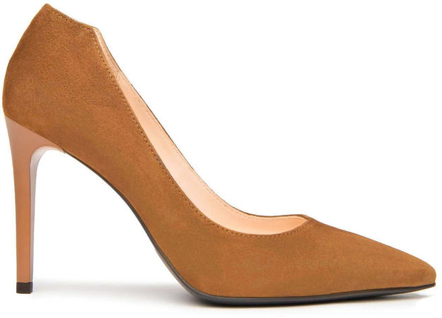 Nerogiardini Donna Dècollettè in Camoscio Color Malto Scarpe Tacco Fondo in Gomma E Tacco a Spillo Di 7,5 Cm Collezione Autunno Inverno 2022-2023