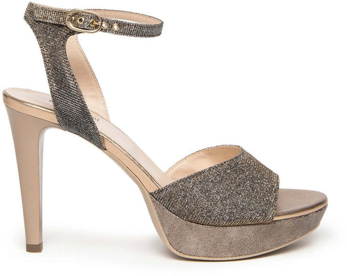 Nerogiardini Donna Sandali Con Tacco 10 Cm in Pelle Glitter Nuova Collezione