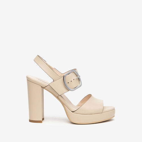 Nerogiardini donna sandalo con tacco in pelle