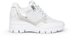 Nerogiardini Scarpe Donna Sneakers Casual Chiare in Pelle Con Suola Zeppa 6 Cm