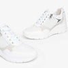 Nerogiardini Scarpe Donna Sneakers Casual Chiare in Pelle Con Suola Zeppa 6 Cm