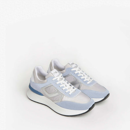 Nerogiardini Scarpe Donna Sneakers in Pelle E Camoscio Con Lacci E Suola in Gomma
