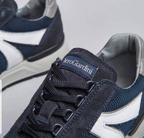 Nerogiardini Sneakers Casual Uomo Lacci Suola in Gomma Camoscio Scarpe Made in Italy Scamosciate I001820u