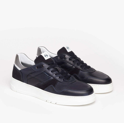 Nerogiardini Sneakers Uomo Blu In Pelle Suola Bianca Scarpa Lacci Suola in Gomma Autunno Inverno 2022/2023 I202591U