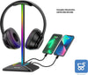 New Bee Supporto Porta Cuffie da Gioco RGB con Caricabatterie USB di Tipo C e Trasferimento Dati Universale da Scrivania per Tutte le Cuffie (Nero)