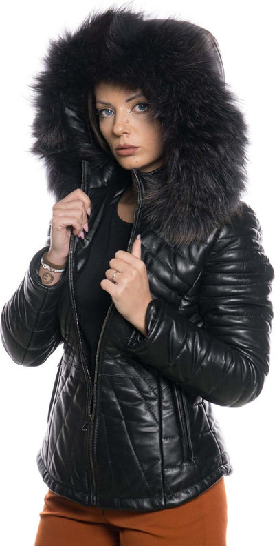 Nika---Piumino-Donna-Nero-in-vera-pelle