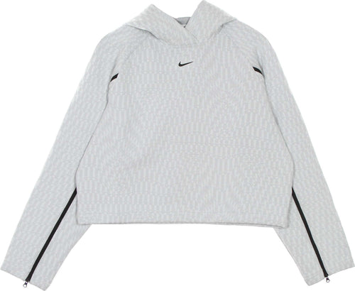 Nike-Felpa-Leggera-Cappuccio-Donna-W-Sportswear-Tech-Pack-Hoodie-All-Over-Jacquard-White/black-da-donna