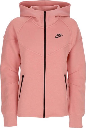 Nike-Felpa-Leggera-Cappuccio-Zip-Donna-W-Sportswear-Tech-Fleece-Windrunner-Full-zip-Hoodie-Red-Stardust/black-da-donna