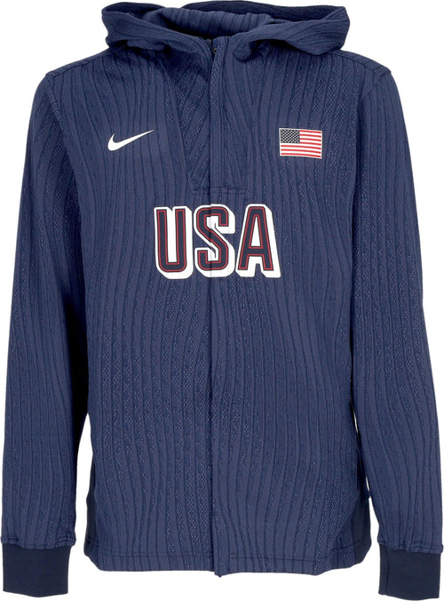 Nike-Felpa-Leggera-Cappuccio-Zip-Uomo-Dri-fit-Adv-Basketball-Game-Jacket-Team-Usa-Obsidian/obsidian/white-da-uomo