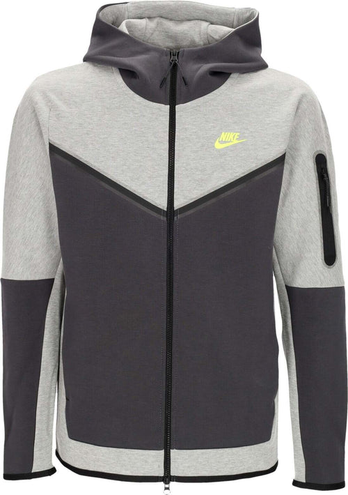 Nike-Felpa-Leggera-Cappuccio-Zip-Uomo-Sportswear-Tech-Fleece-Full-zip-Hoodie-Dk-Grey-Heather/anthracite/volt-da-uomo