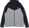 Nike-Felpa-Leggera-Cappuccio-Zip-Uomo-Sportswear-Tech-Fleece-Hoodie-Black/dk-Grey-Heather/white-da-uomo