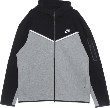 Nike-Felpa-Leggera-Cappuccio-Zip-Uomo-Sportswear-Tech-Fleece-Hoodie-Black/dk-Grey-Heather/white-da-uomo