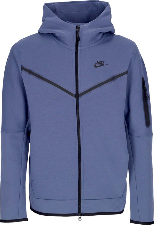 Nike-Felpa-Leggera-Cappuccio-Zip-Uomo-Sportswear-Tech-Fleece-Hoodie-Diffused-Blue/black-da-uomo