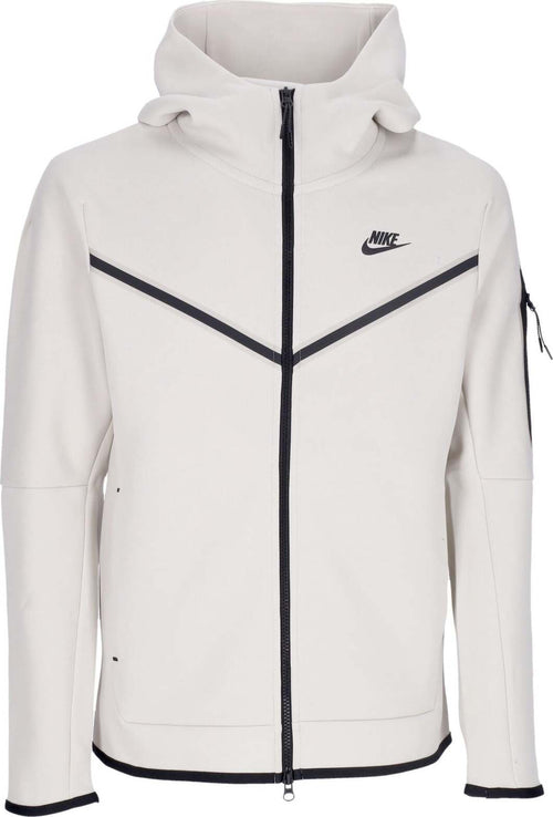 Nike-Felpa-Leggera-Cappuccio-Zip-Uomo-Sportswear-Tech-Fleece-Hoodie-Light-Bone/black-da-uomo