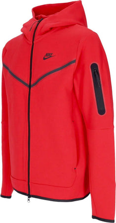 Nike-Felpa-Leggera-Cappuccio-Zip-Uomo-Sportswear-Tech-Fleece-Hoodie-University-Red/black-da-uomo