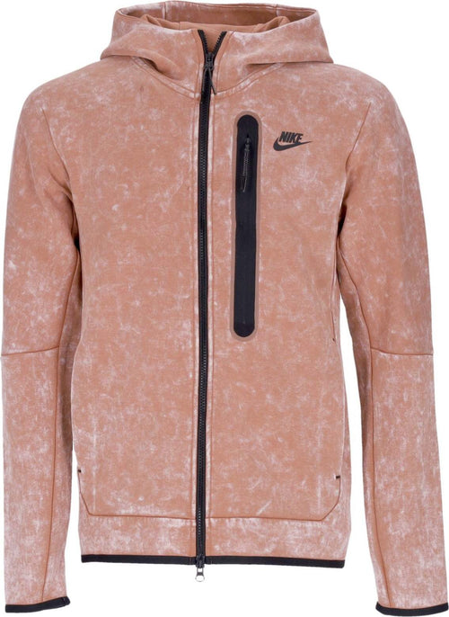 Nike-Felpa-Leggera-Cappuccio-Zip-Uomo-Sportswear-Tech-Fleece-Wash-Full-zip-Hoodie-Mineral-Clay/black-da-uomo