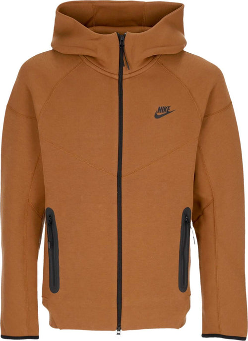 Nike-Felpa-Leggera-Cappuccio-Zip-Uomo-Tech-Fleece-Full-zip-Windrunner-Hoodie-Lt-British-Tan/black-da-uomo