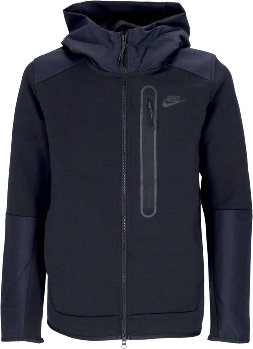 Nike-Felpa-Leggera-Cappuccio-Zip-Uomo-Tech-Fleece-Overlay-Full-Zip-Black/black/black-da-uomo