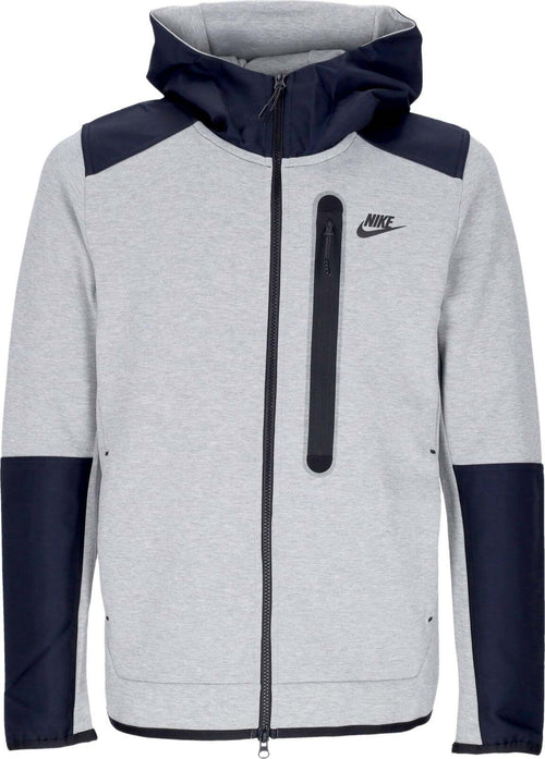 Nike-Felpa-Leggera-Cappuccio-Zip-Uomo-Tech-Fleece-Overlay-Full-Zip-Dk-Grey-Heather/black/black-da-uomo
