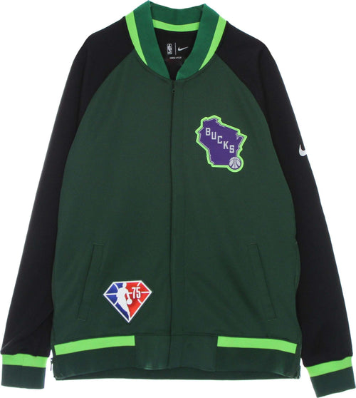 NIKE-NBA-Felpa-Leggera-College-Uomo-Nba-Dri-Fit-Showtime-L/s-Jacket-Milbuc-Fir/black/white-da-uomo