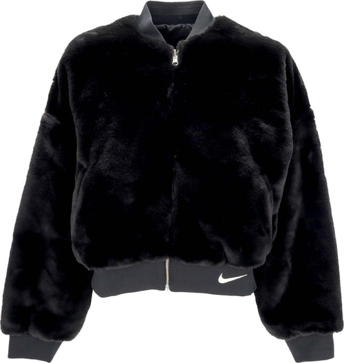 Nike-Pelliccia-Donna-W-Sportswear-Reversible-Faux-Fur-Bomber-Black/coconut-Milk-da-donna