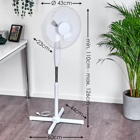 Ventilatore a piantana 3 velocità, pala da Ø 40 cm altezza regolabile h 125 cm