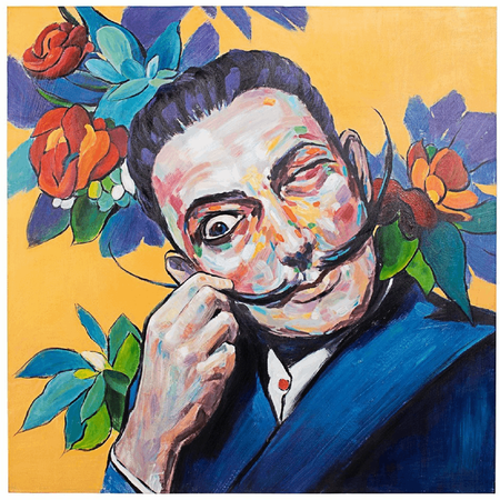 Quadro village 100 x 100 in legno di pino dipinto olio su tela