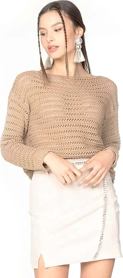 No-Nà Maglia Donna Traforata Semi Trasparente Girocollo Maniche Lunghe Top Tinta Unita Scollo Profondo Fit Morbido Moda/Donna/Abbigliamento/T-shirt top e bluse/Maglie a manica lunga You Store - Messina, Commerciovirtuoso.it