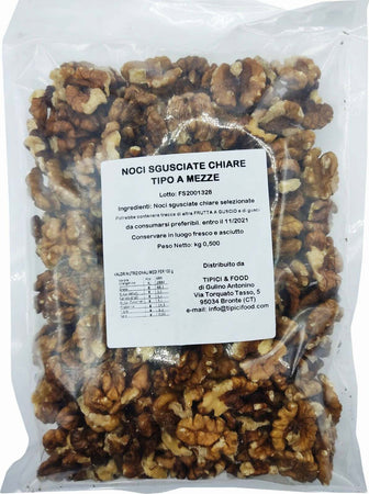 Noci Sgusciate Chiare Tipo A Mezze Busta da 500gr Noce di Prima qualità Senza guscio frutta secca Tipici & Food - Bronte, Commerciovirtuoso.it