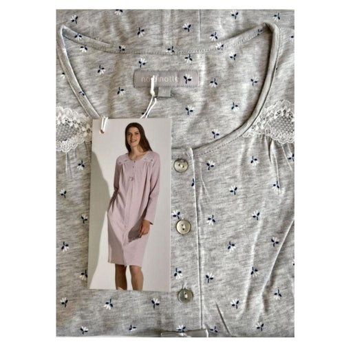 Noi di Notte Camicia da Notte per Donna Aperta Avanti Maniche Lunghe Cotone Jersey Leggero LA2124 S24 - Passarelli Biancheria