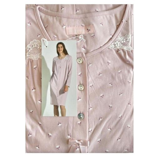 Noi di Notte Camicia da Notte per Donna Aperta Avanti Maniche Lunghe Cotone Jersey Leggero LA2124 S24 - Passarelli Biancheria