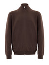 Gran Sasso Maglione Cardigan in Lana Marrone con Zip da uomo