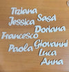 NOMI SEGNAPOSTO COMUNIONE BATTESIMO MATRIMONIO CALAMITA PLEXIGLA REGALO BOMBONIERE