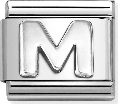 NOMINATION----LINK-COMPOSABLE-CLASSIC-LETTERA-M-IN-ARGENTO