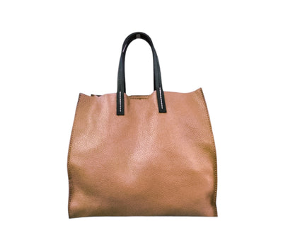 Borsa Tote Shopping Bag Donna Pelle Martellata Cuoio Leathershop