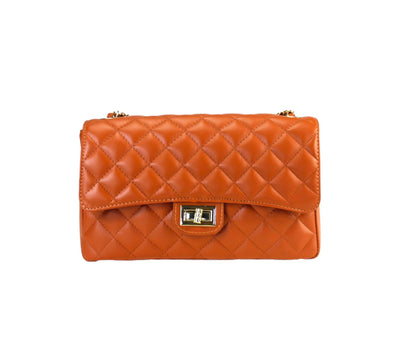 Borsa Donna a Tracolla Medium Bag Arancione Hardware Oro Leathershop