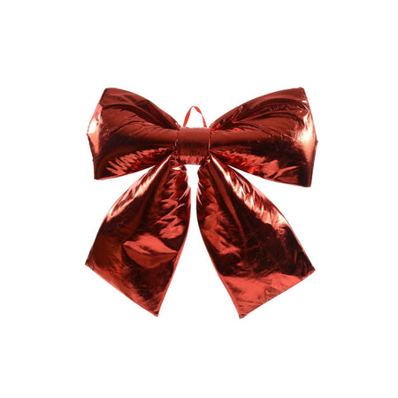 Fiocco Rosso Metallizzato in tessuto decorazione natalizia per albero e ghirlanda dietro porta